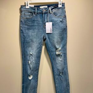 VERVET mid rise Ripped Skinny Jeans